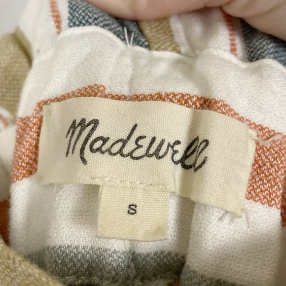 Madewell Tie-Waist Huston Pull-On Striped Linen Blend Crop Pants - Picture 7 of 11